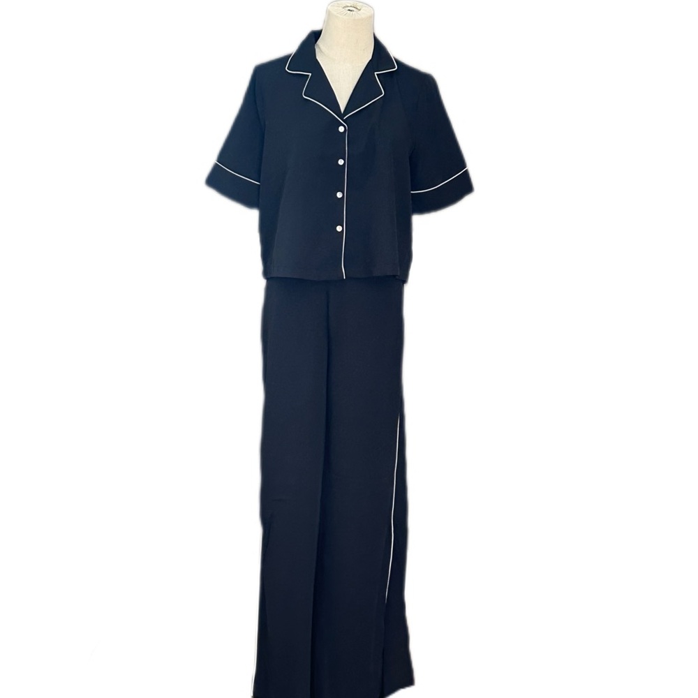Jason Wu Black Two Piece Pajama Set Wide Leg NWT